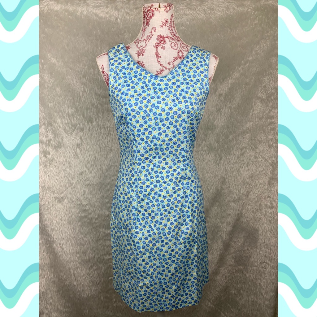 Cdc Floral Blue Sleeveless Dress
